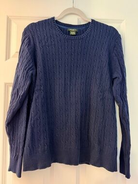 Eddie Bauer| Women’s Cable Knit Crewneck Sweater | Navy Blue | Size XL